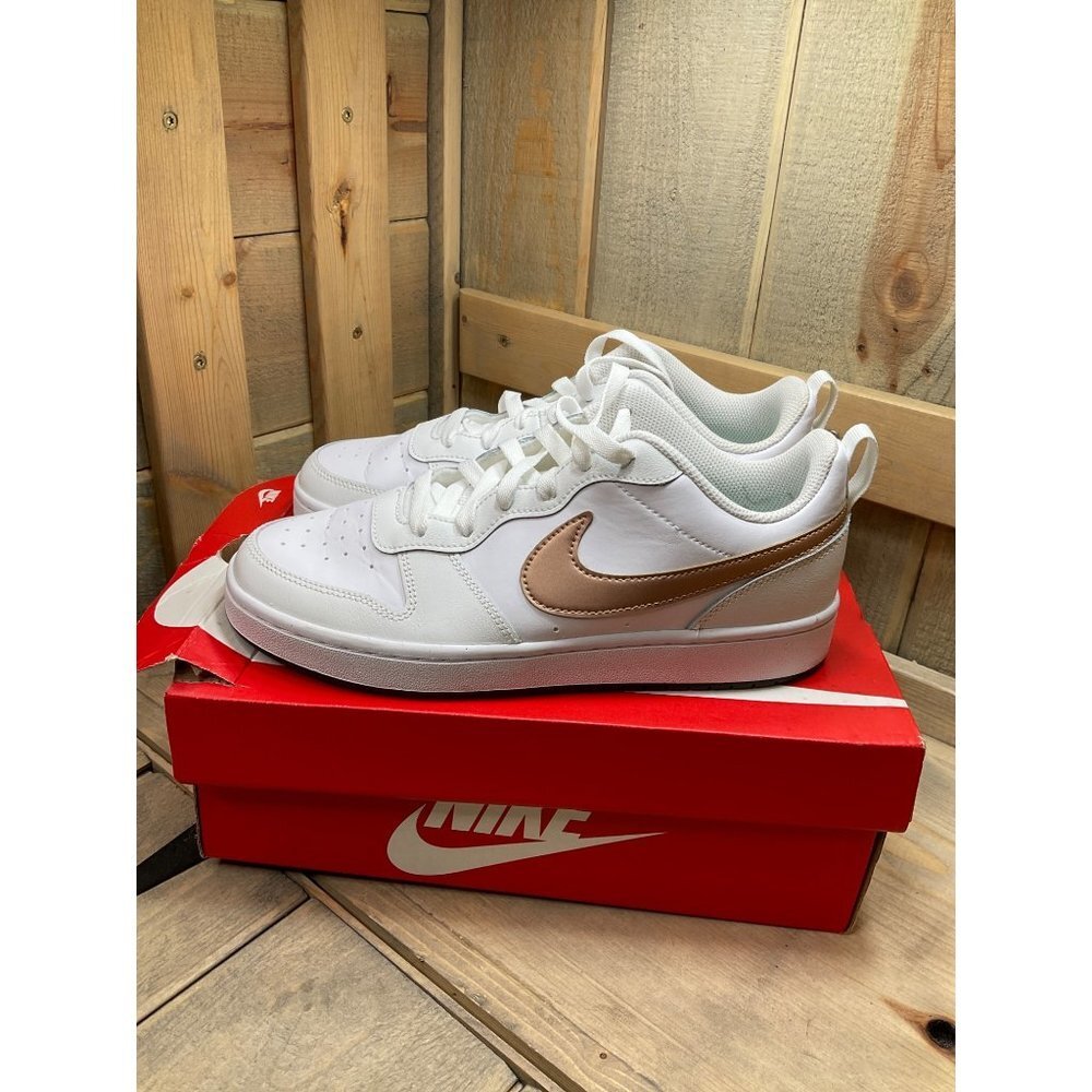 NIKE Court Borough Low 7Y GS White Bronze Junior Kids Shoes BQ5448-116 - Picture 6 of 11
